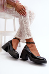 Black Patent Leather Pumps on Chunky Heel by Effiba