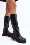 Women's black knee-high boots with a thick sole Beatrizia