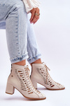 Leather Openwork Boots Maciejka 05508-22 Light beige