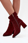 Ankle boots made of natural suede lined with a wedge with ruching Zazoo 4216 Bordeaux
