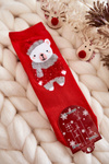 Women's Funny Christmas Socks Teddy Bear In A Cap Red