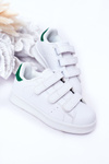 Kids' Velcro Sports Shoes White and Green Fifi