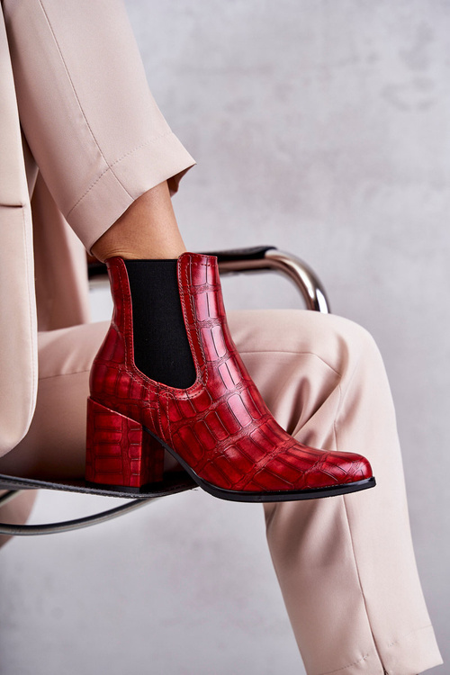 Snake Leather Booties La.Fi 260038R-XC Red