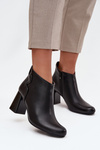 Leather Insulated Ankle Boots on Heel Black Ivessara