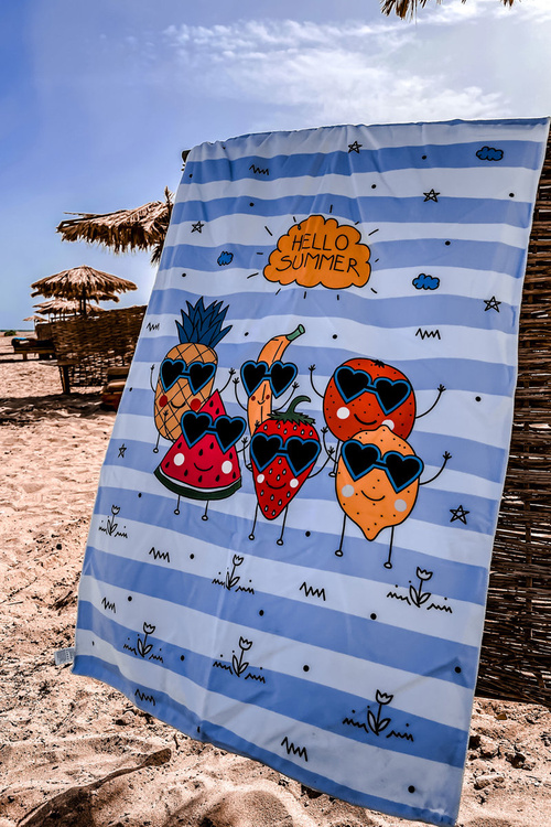 Backpack Bag Towel 3in1 Stripes White and Blue