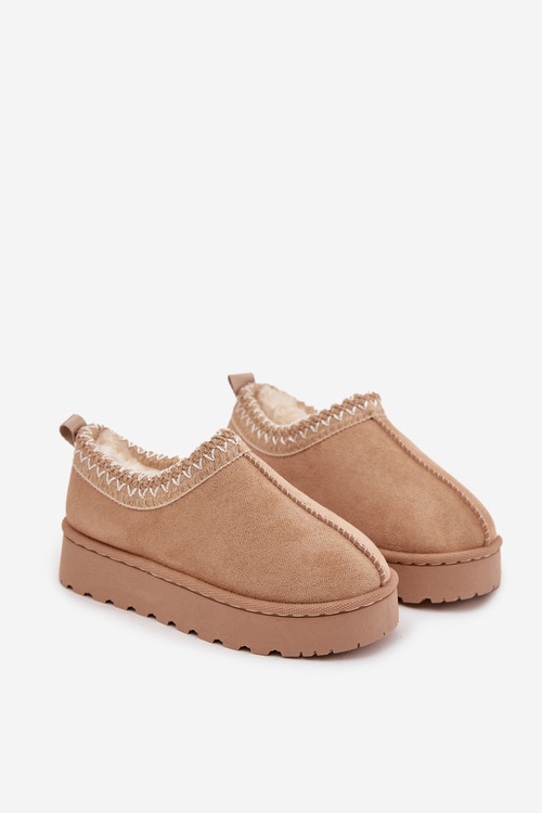 Dziecięce Śniegowce Haft Platforma Beżowe Prina