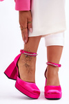 Fashionable Pumps On Massive Heels With Zircons Fuchsia Adel