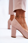 Classic Suede Pumps On A Heel Beige Kendra