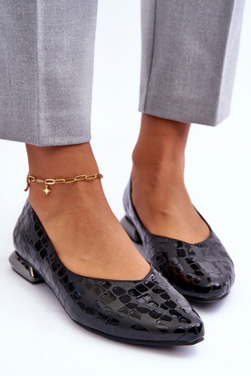 Leather Ballet Flats Black Vaani