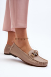 Women's Leather Moccasins with Decoration Laura Messi 2761 Beige
