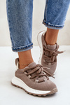 Damskie Zamszowe Sneakersy Grube Sznurowanie Beżowe Artiker 54C1409