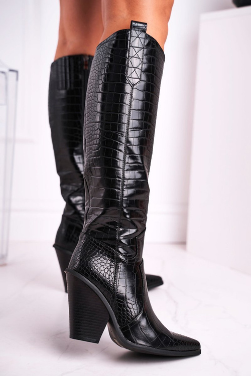 Kozaki Damskie Na Słupku Czarne Higher