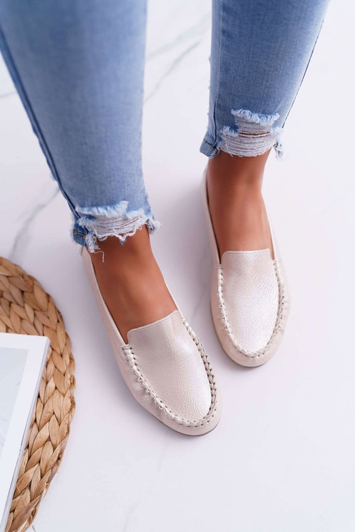 Women's Sergio Leone Gold Pearl Winted Moccasins