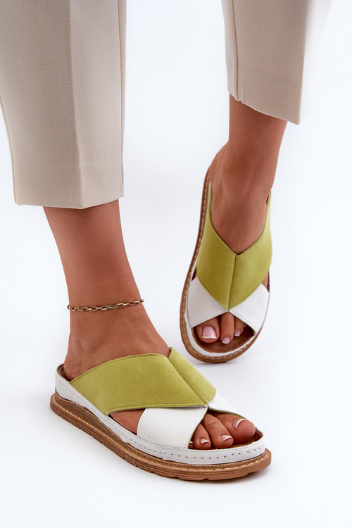 Leather Profiled Flip Flops Maciejka 04986-11 Lime