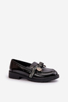 Patent Ladies Moccasins With Bow Black S.Barski HY42-331A