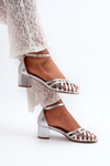 Women's Sandals in Faux Leather with Low Heel Silver Monsha