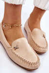 Women's Suede Loafers With Embellishments Beige Leah