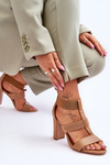 Leather Sandals High Heel Boots Camel Marren