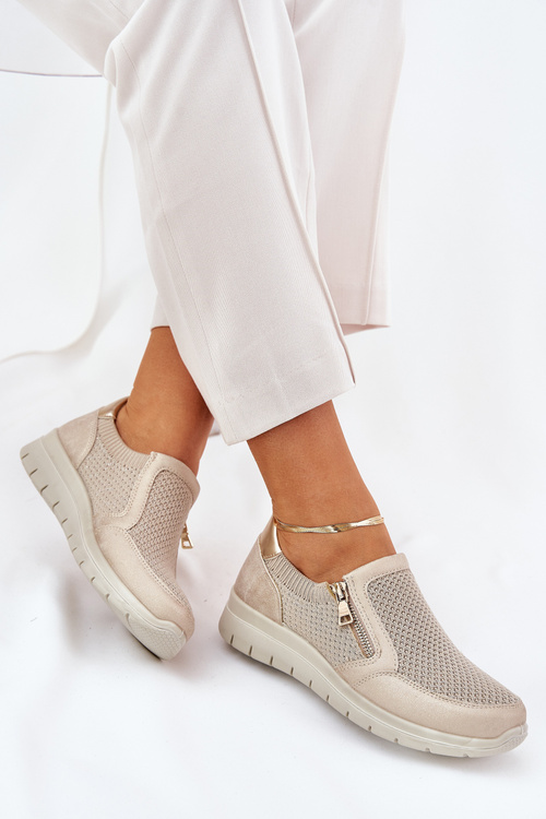 Women's Platform Slip-Ons With Zipper Gold Leanae