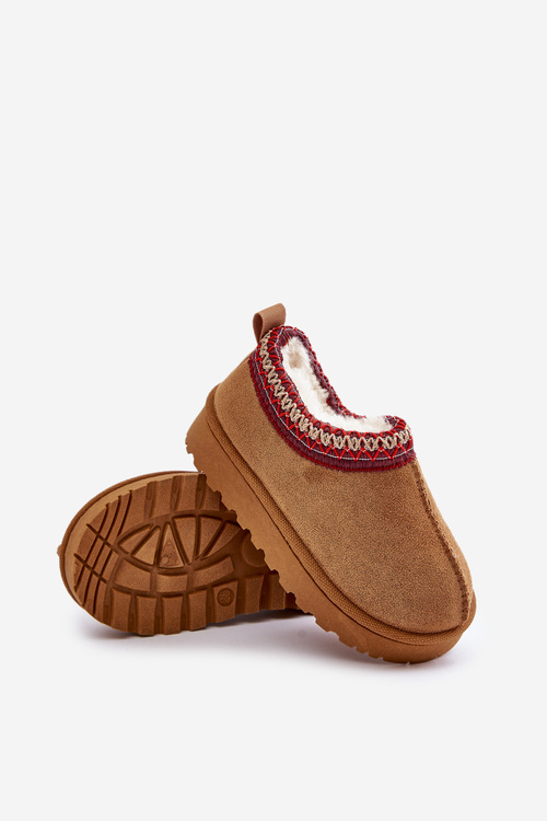 Botki Śniegowce Ocieplane Futerkiem Platforma Camel Vilabria