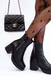Leather Boots with Massive Heel and Zippers Black Littosa