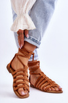 Women's Suede Roman Sandals Camel Sempre