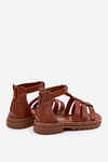 Girls gladiator sandals with gold detail brown Vesira