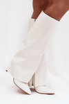 Warm Heeled Boots with Folded Shaft White Tamonia