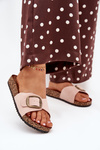 Women's sandals with buckle on cork platform pink Zavira