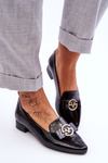 Patent Low Heel Loafers Black Asselia