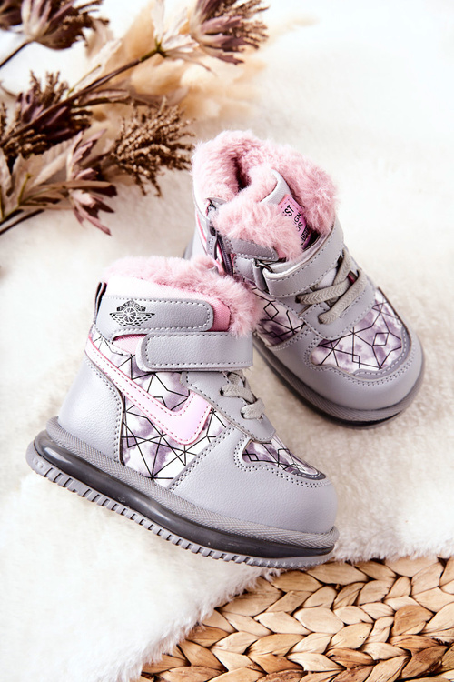 Children's Warm-up Snow Boots Grey and pink Shirinell