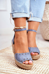 Sandals On A Braided Wedge Blue Sagittarius