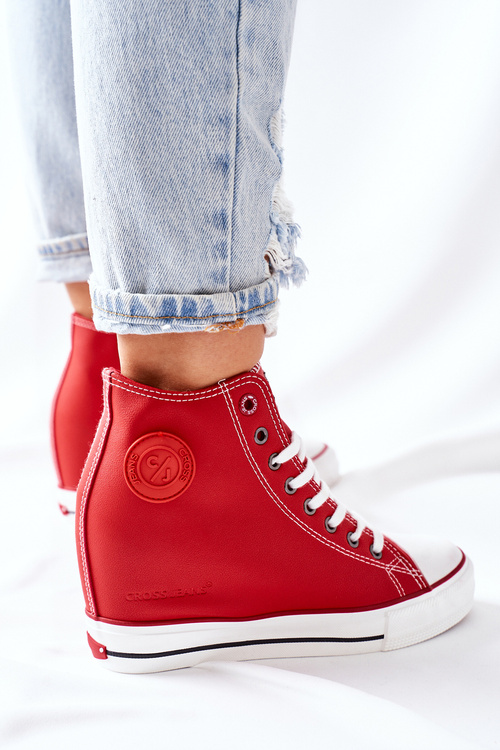 Leather Wedge Sneakers Cross Jeans II2R4026 Red