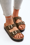 Women's Platform Sandals with Buckles Camel Lolpey