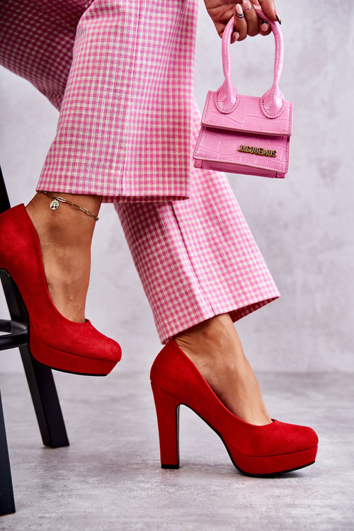 Classic Suede Pumps On Heel Red Soro