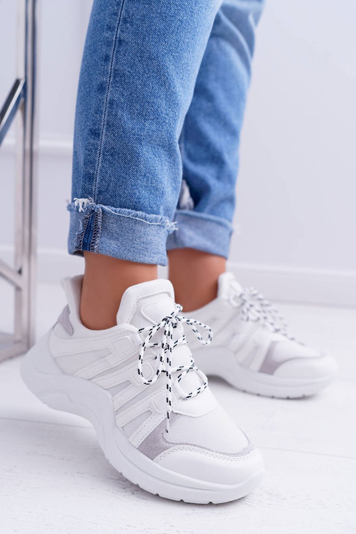 Sporty Women's Thick Sole Shoes White Fina