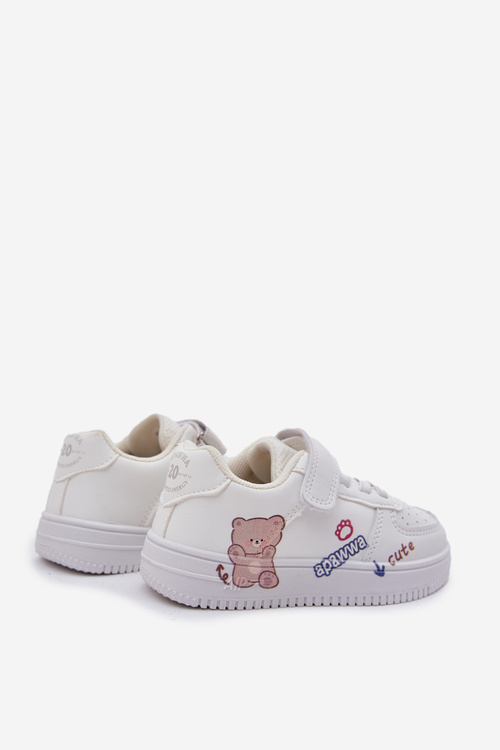 Children's Velcro Sneakers with Bear White Callexia