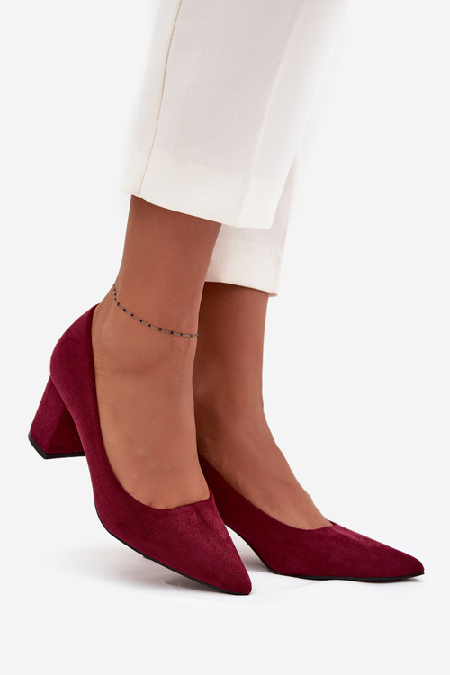 Women's Pumps with Pointed Toes on Block Heel Bordeaux Pavira