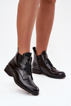 Patent Leather Insulated Women's Boots With Decorative Detail S.Барски HY52-525 Black