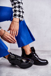Laquered Lace-up Boots With Cutouts Black Fabiana