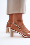 Transparent Sandals with Gold Stiletto Heels MR38-112