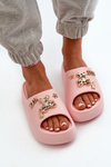 Women's Lightweight Foam Slides with Pink Decorations Orchia