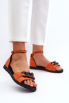 Women's Flat Sandals With Chain Vinceza 17320 Orange