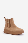 Slip On Women's Platform Boots With A Buckle Eco Suede Brown Ciatheia