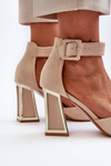 Beige Suede Pumps With Stiletto Heel Lodho