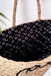 Braided Shopper Beach Bag NOBO XK0340 Beige-Black