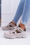 Sporty Women's Leopard Shoes Beige Thai