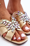 Women's Decorated Stones Slippers S.Barski 617-22 Gold 
