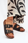 Women's Flip Flops On Cork Platform With Buckles Black Vesina