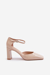 Heels made of patent eco leather beige Emindria